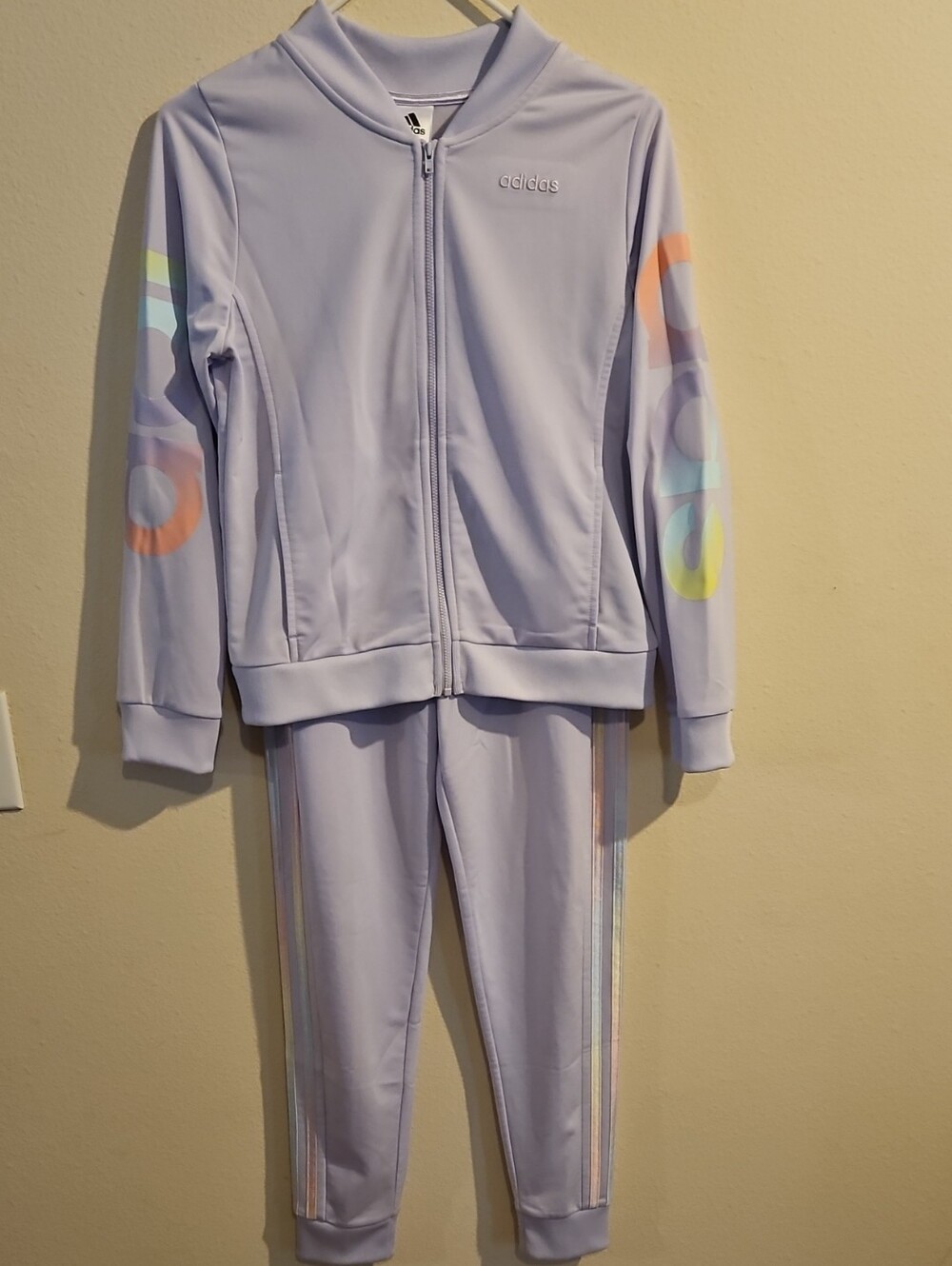 adidas Kids Lavender Track Jacket & Joggers with Pastel Logo Accents